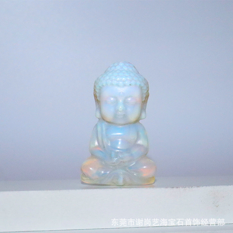 厂家直销两寸宝宝佛天然石雕刻摆件crystal buddha小如来佛像摆件