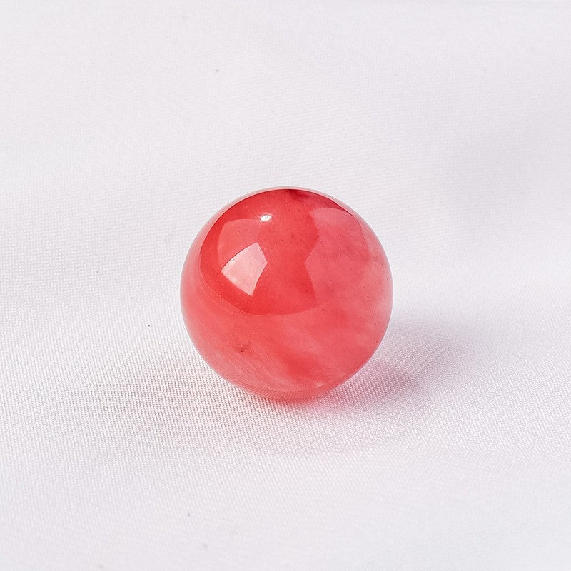 天然水晶黄白粉水晶球无孔圆珠diy饰品配件散珠风水球家居摆件2cm