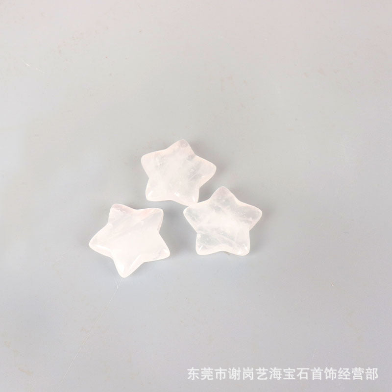 厂家直销天然玉石水晶五角星饰品配件星星可打孔