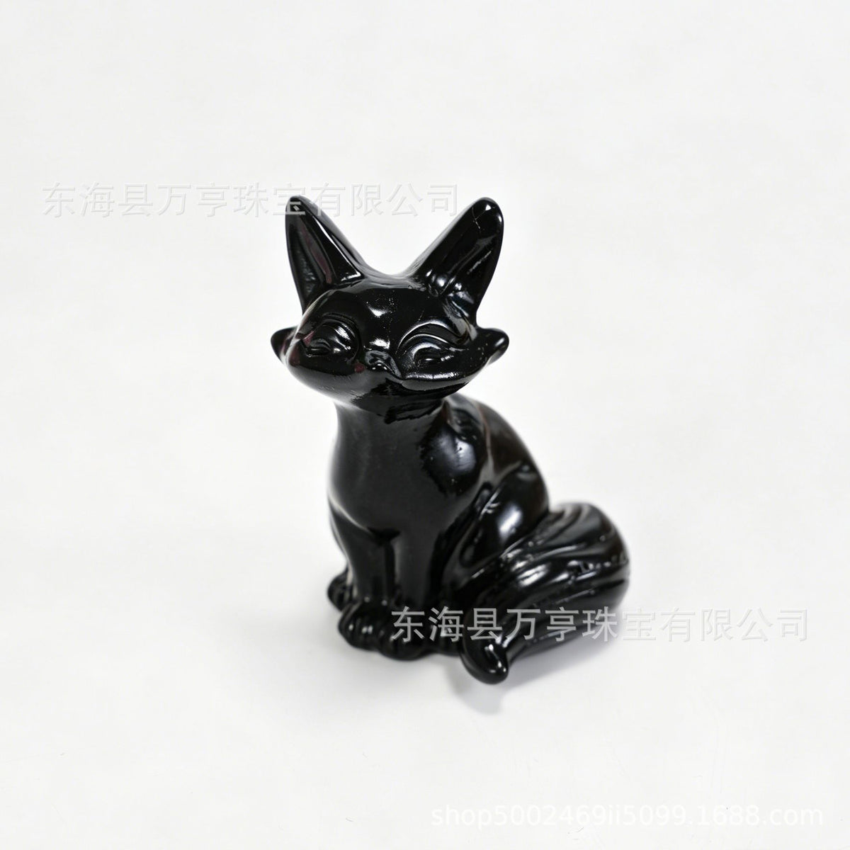 6cm狐狸天然水晶原石半宝石动物雕刻件书房卧室家居装饰摆件批发