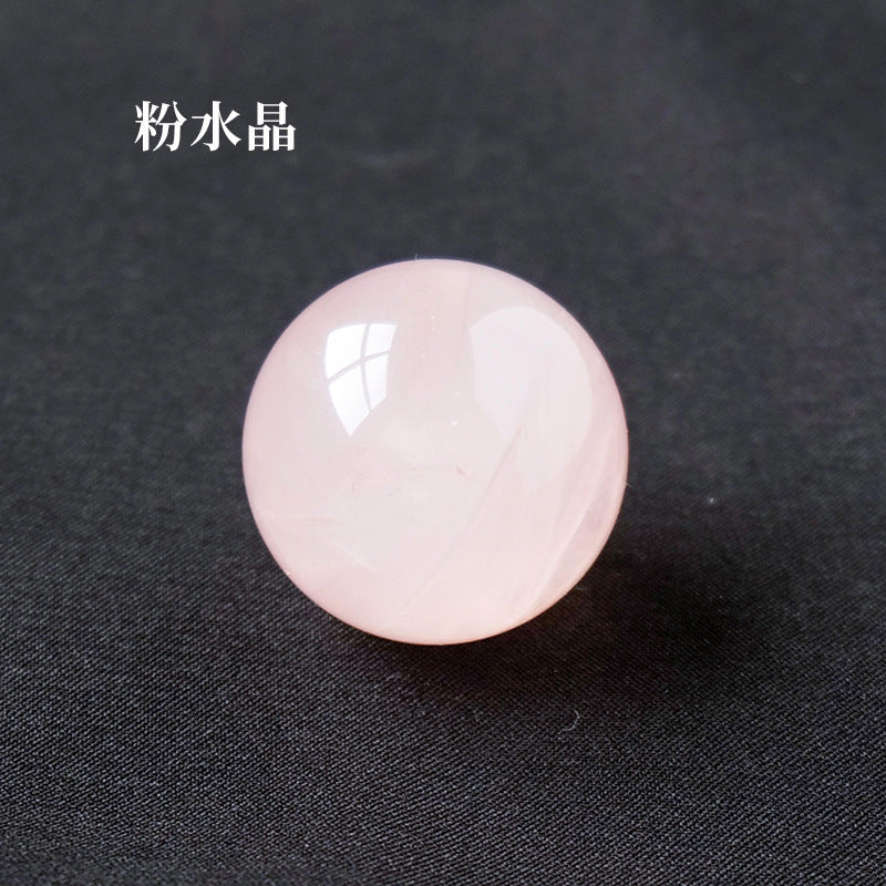 天然水晶黄白粉水晶球无孔圆珠diy饰品配件散珠风水球家居摆件2cm