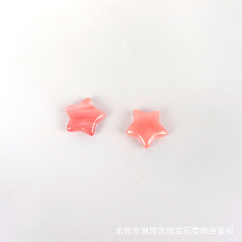 厂家直销天然玉石水晶五角星饰品配件星星可打孔