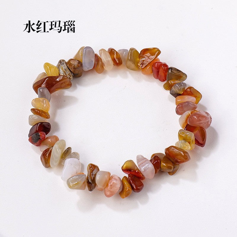 亚马逊热销水晶碎石手串手镯欧美跨境七彩碎石不规则手链饰品批发