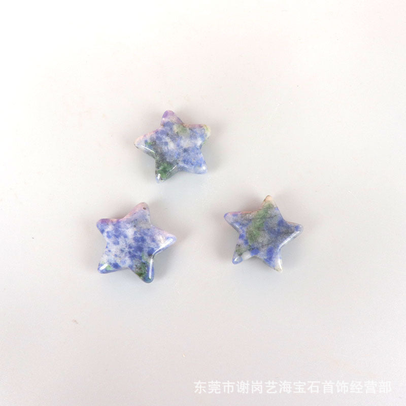 厂家直销天然玉石水晶五角星饰品配件星星可打孔