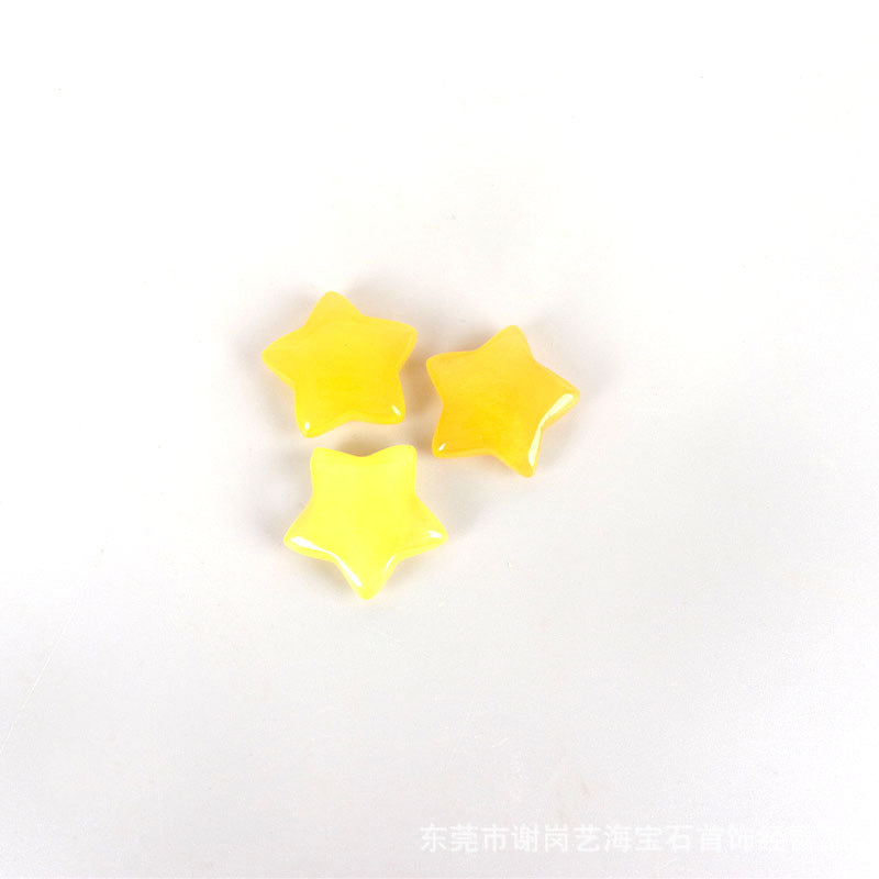 厂家直销天然玉石水晶五角星饰品配件星星可打孔