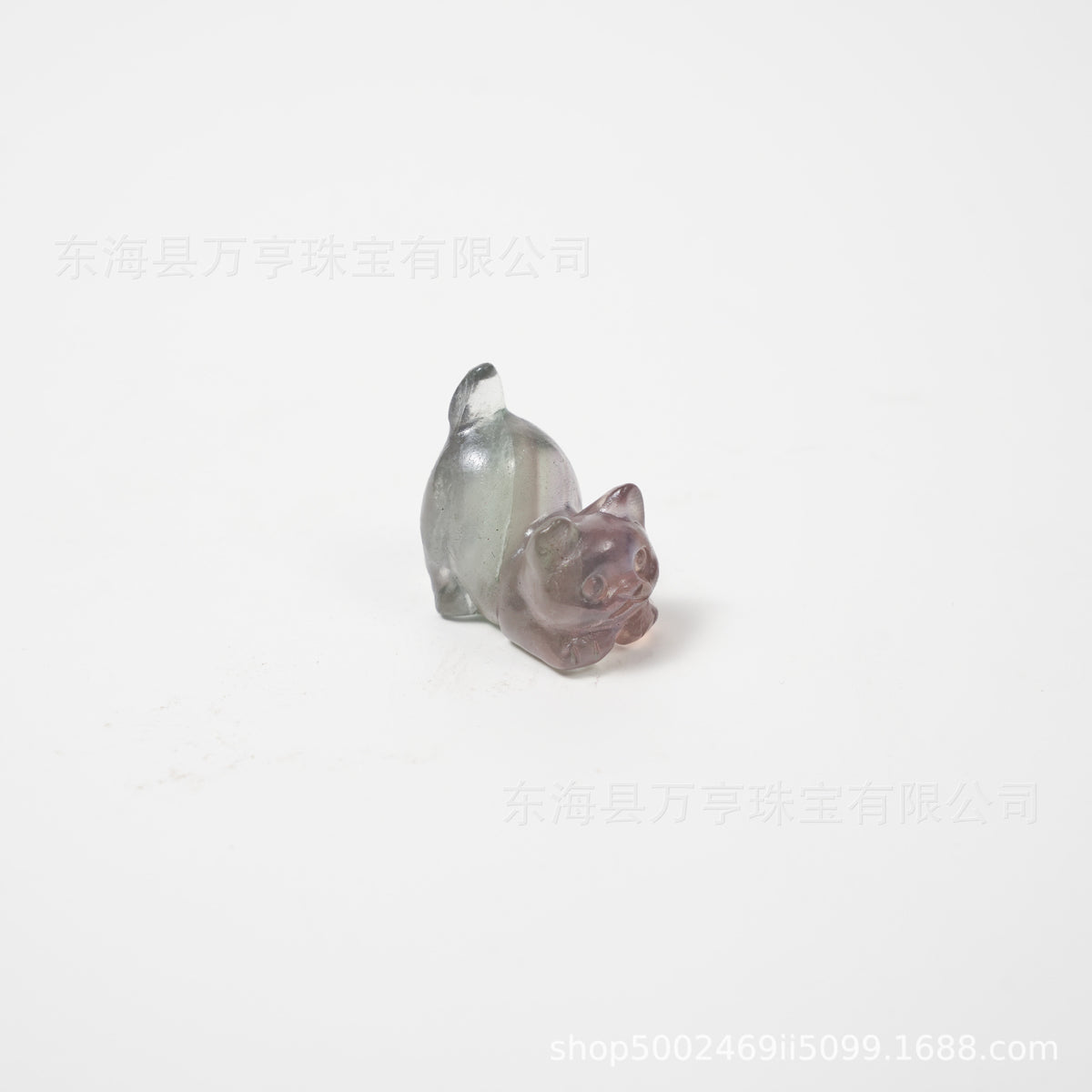 Crystal Kitten水晶翘尾猫天然原石猫咪雕刻件招财猫摆件小猫装饰
