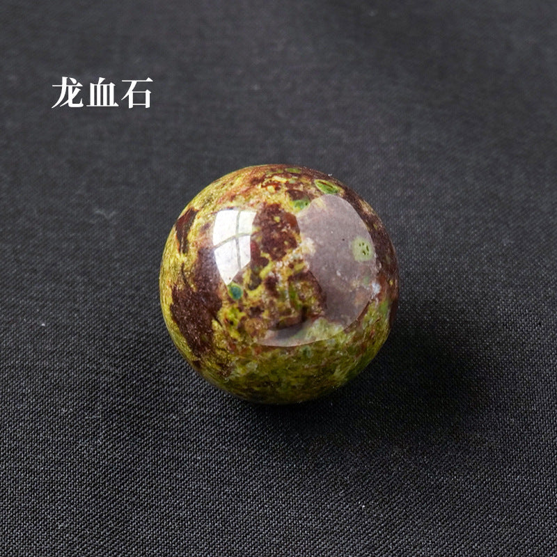 天然水晶黄白粉水晶球无孔圆珠diy饰品配件散珠风水球家居摆件2cm