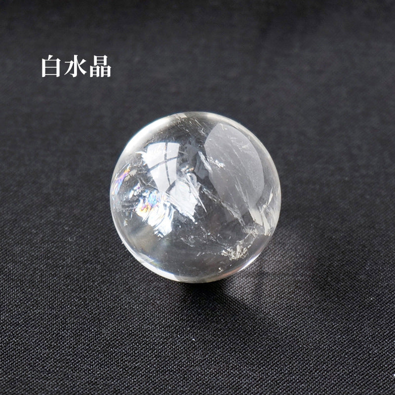 天然水晶黄白粉水晶球无孔圆珠diy饰品配件散珠风水球家居摆件2cm