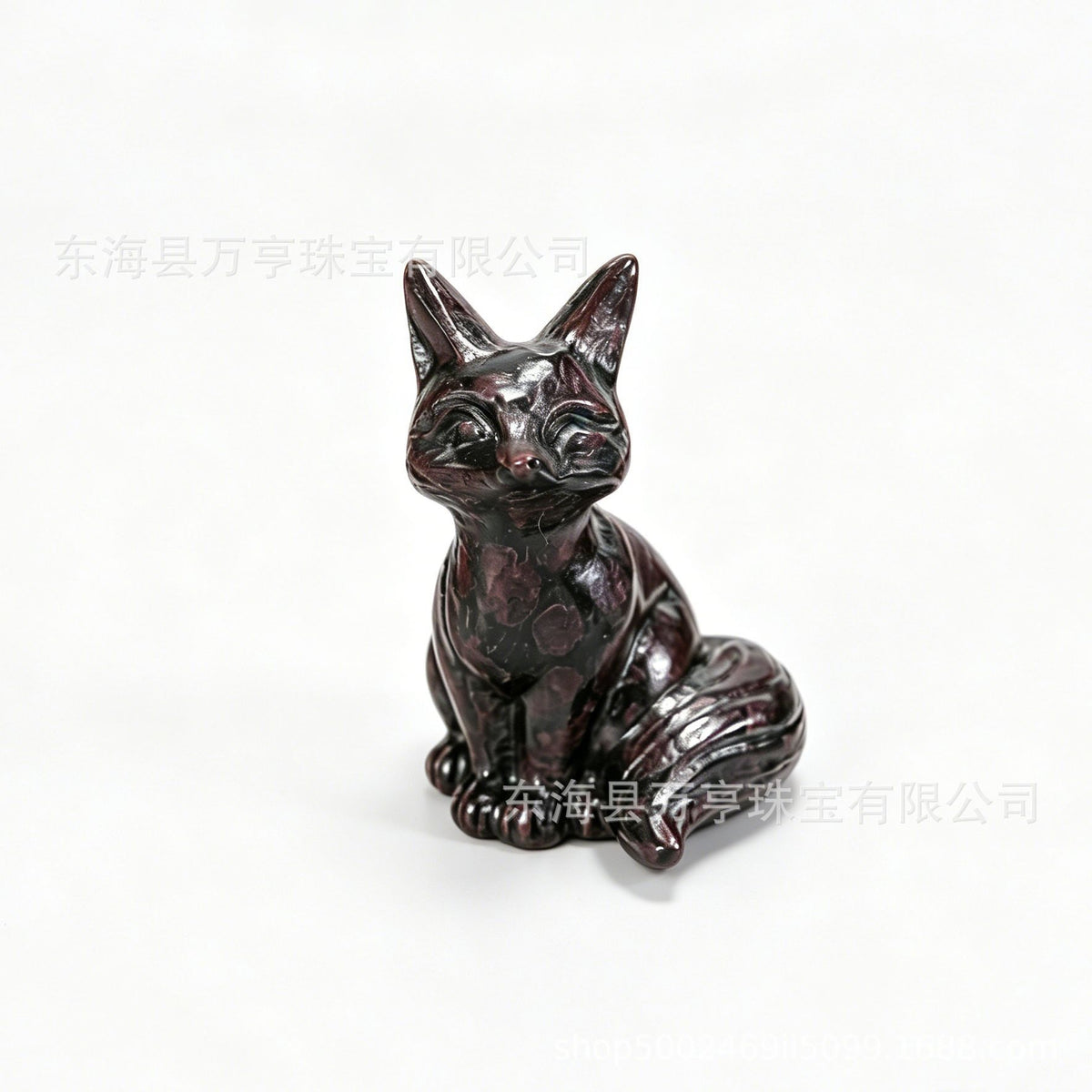 6cm狐狸天然水晶原石半宝石动物雕刻件书房卧室家居装饰摆件批发