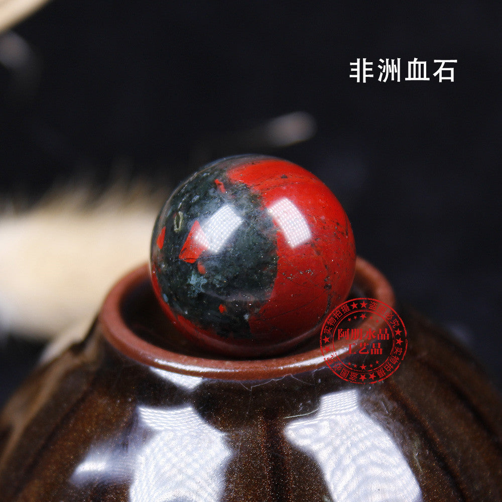 天然水晶黄白粉水晶球无孔圆珠diy饰品配件散珠风水球家居摆件2cm