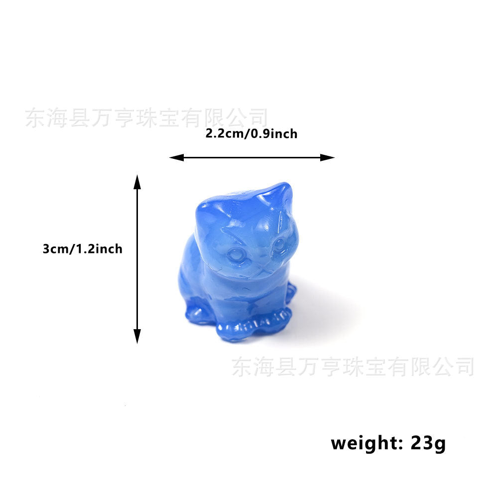 水晶小坐猫天然原石猫咪雕刻件招财猫摆件小猫装饰Crystal Kitten