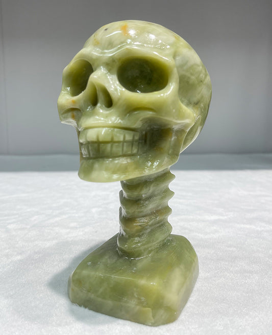 Lemon jade big carving skull with neck