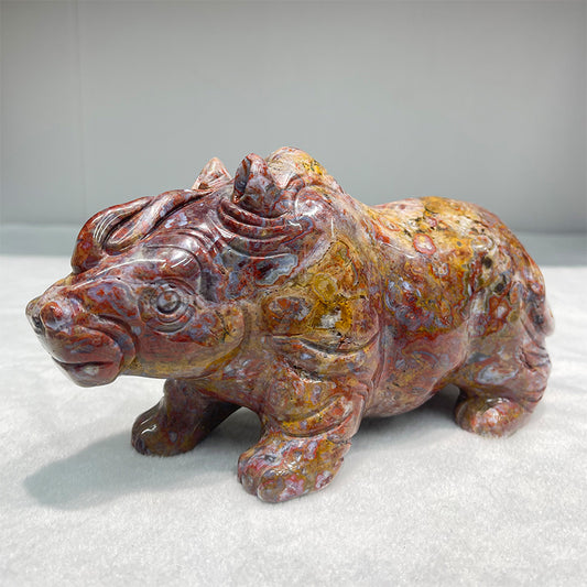 Rhino-Agate hand carving rhinoceros home ornament