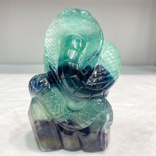 Fluorite hand carving snake vivid ones